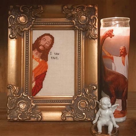 Peeping Jesus Meme Cross Stitch PDF Pattern i Saw That. peeking Jesus ...