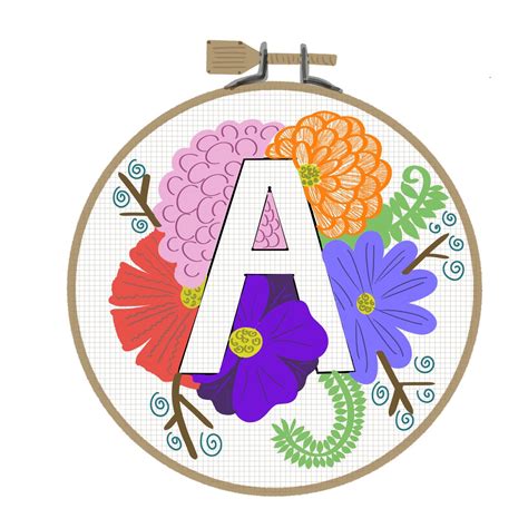 Embroidered Initials Outline - Etsy