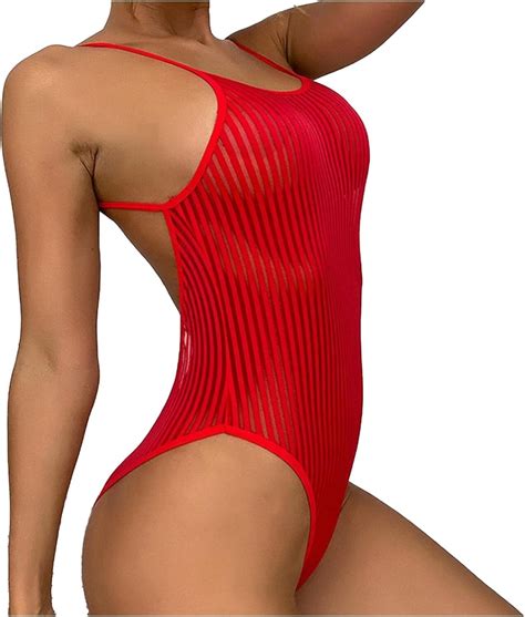 Women's Sheer Mesh See-Through One-Piece Swimsuit Transparent Wet Look