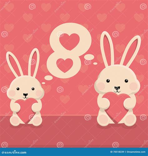 Rabbits Bunny with Heart Love Stock Illustration - Illustration of love
