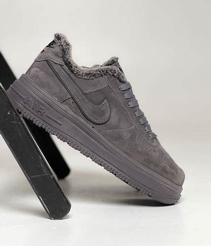 Кроссовки Зимние Мужские Nike Air Force Low Winter Замшевые Серые, Кеды ...