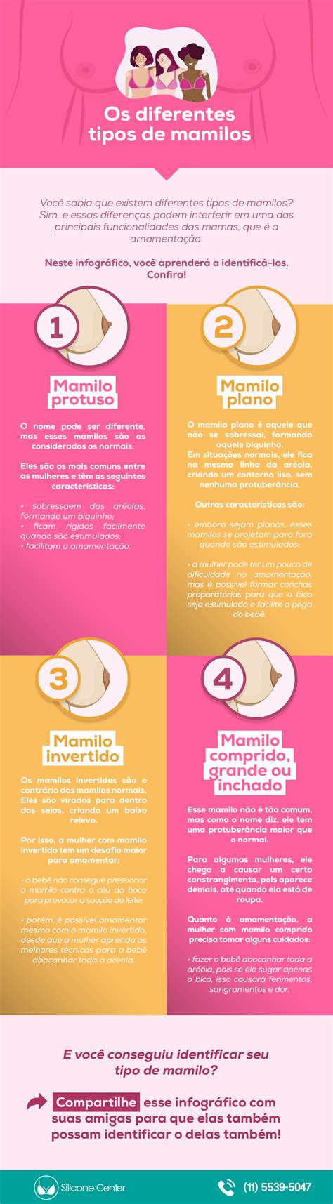 Quais Os 3 Tipos De Mama - Os diferentes tipos de mamilos - Infográfico - Blog Silicone Center