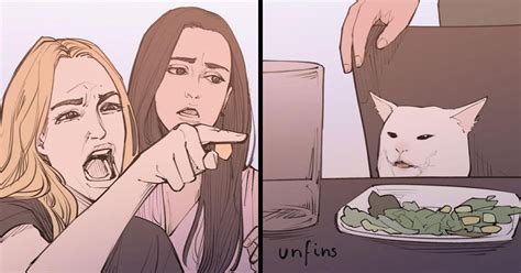Woman yelling at cat, Artist creates a deep story that will make your day
