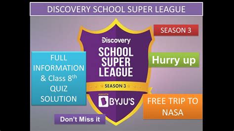 Byju's Discovery School Super League, DSSL/Quiz Solution/Class 8/Season ...