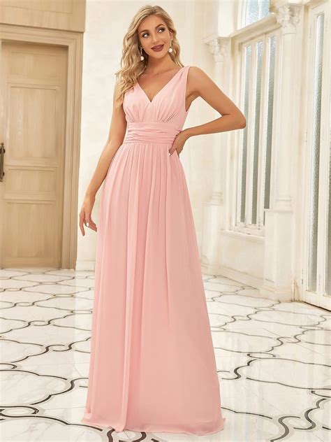 Sleeveless A-Line Empire Waist Chiffon Maxi Evening Dress - Ever-Pretty UK