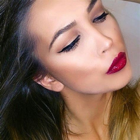 simple  bold makeup redlip makeup red lips girly