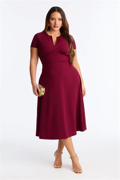 Charolette Short Sleeve Midi Dress - Burgundy | Fashion Nova