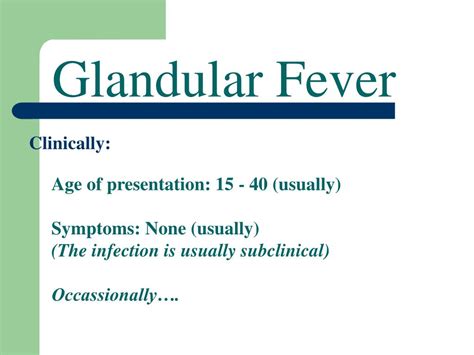 PPT - Glandular Fever PowerPoint Presentation, free download - ID:3201650