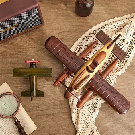 Handmade Wood Model Airplanes For Home Decor And Kid Toys Vintage ...