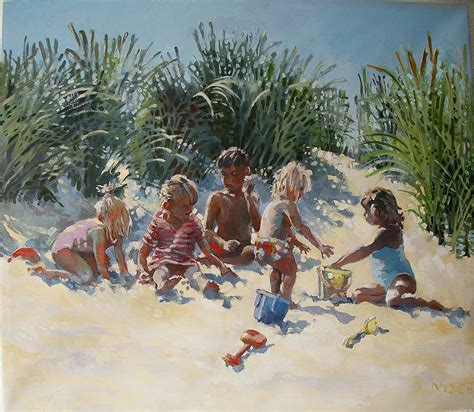 Children Playing On The Beach Painting at PaintingValley.com | Explore ...