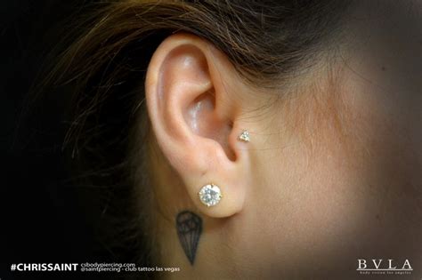 Tragus Piercing with 14k Yellow Gold & Swarovski Crystal BVLA Jewelry ...