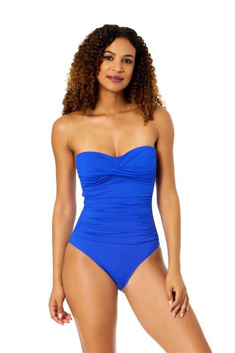Anne Cole Cobalt Twist Front Shirred One Piece Swimsuit | Tummy Control