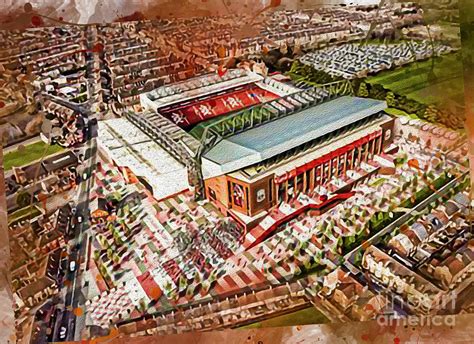 Anfield Aerial View color Liverpool Stadium England English Stadiums Soccer Liverpool Football ...