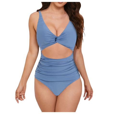 GEWSEY Women's One Piece Swimsuit Plunging Deep V Neck Keyhole Open