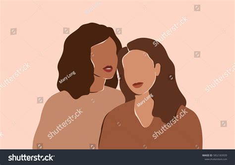 Two Beautiful Women Different Skin Colors Stock Vector (Royalty Free ...