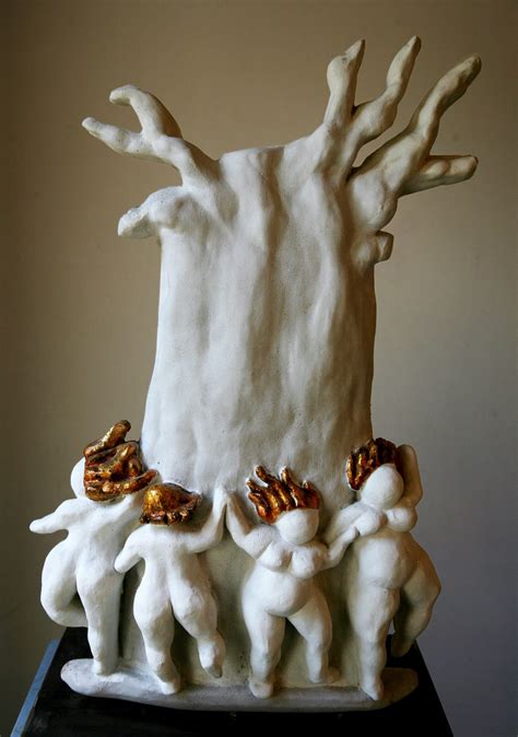 Nude women dancing around baobab tree – Sasha Leon Sculpture & Jewellery