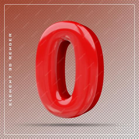 Premium PSD | 0 number red 3d render