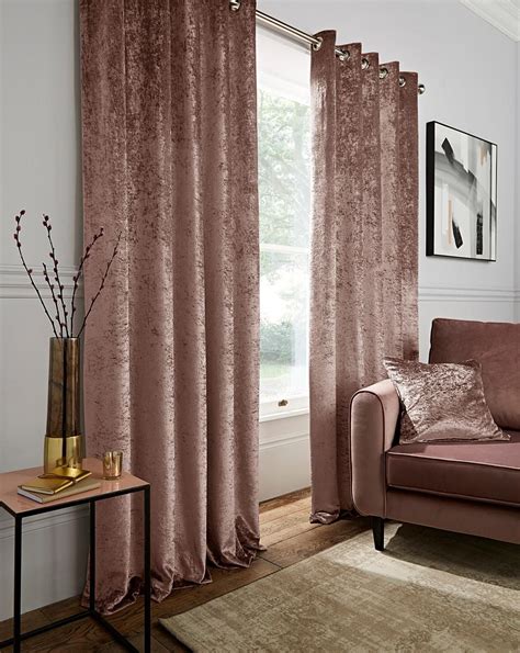 Neat Rose Gold Coloured Curtains Satin Drapes Living Room