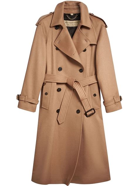 Burberry Cashmere Trench Coat - Brown | ModeSens