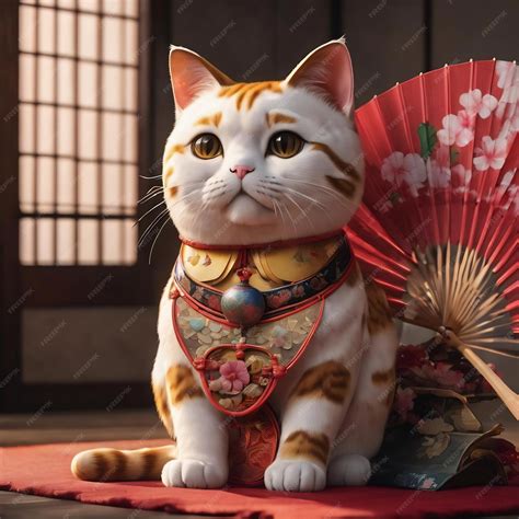 Premium Photo | Japanese aesthetic with fans and lucky cat