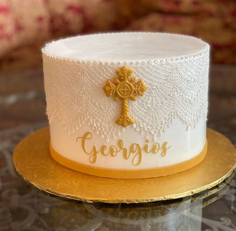 R-13 ELEGANT GOLD CROSS CAKE — Amphora Bakery