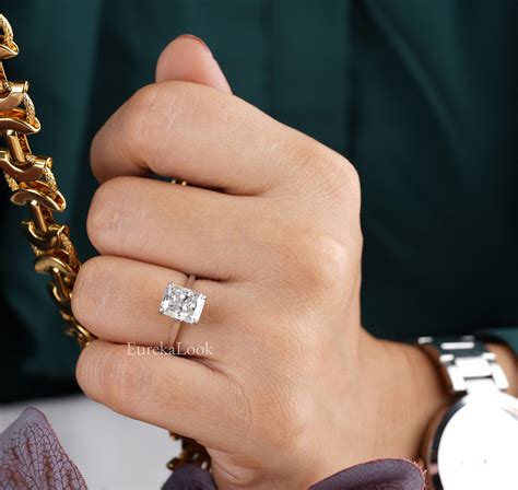 radiant cut engagement ring with hidden halo white gold 2