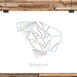 Snowbowl Map Montana Mt Ski Snowboard Trail Map Art Print, Poster ...