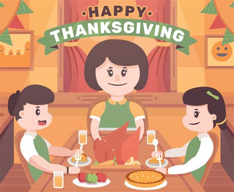 Happy Family Having Thanksgiving D Inner Vector Art & Graphics ...