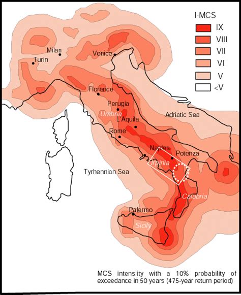 Seismic hazard map of Italy derived from the historical earthquake ...