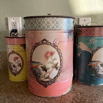 Vintage Rustic Metal Canisters Vintage Canister Set and Tray - Etsy