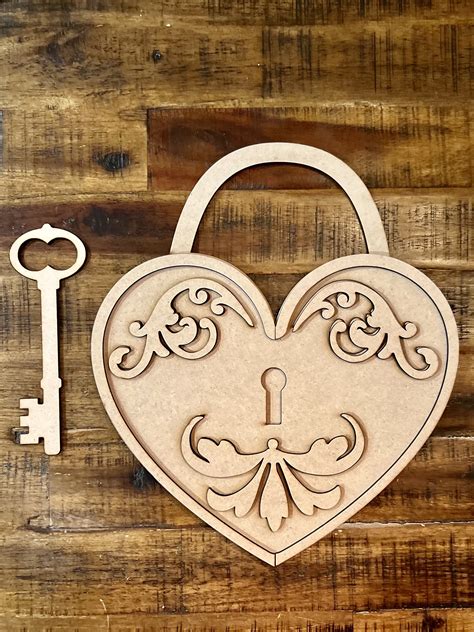 Heart Lock & Key Heart Padlock Key Cutout - Etsy