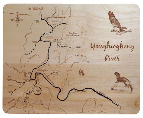 Youghiogheny River, Pennsylvania - laser cut wood map| Personal Handcrafted Displays