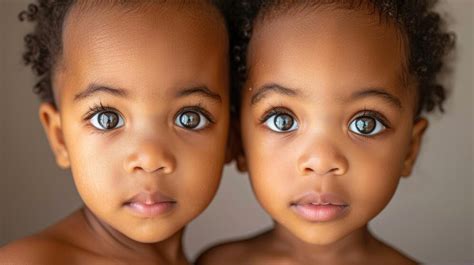 premium photo  pair  young identical twins confidently gaze
