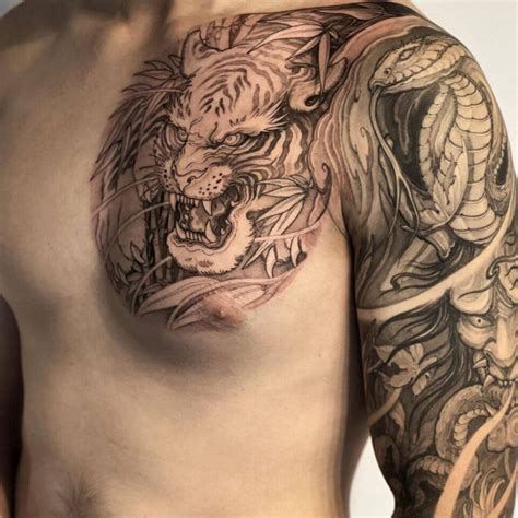 tiger chest tattoos