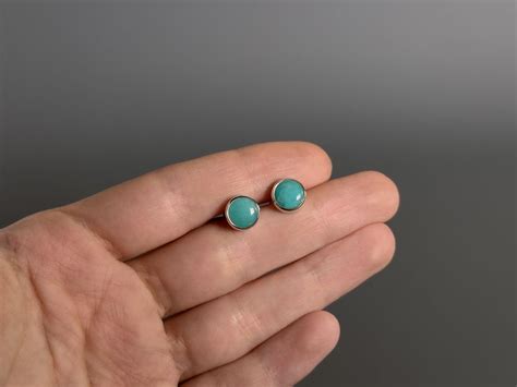 Серебряные серьги-пусеты с амазонитом купить в интернет-магазине ...