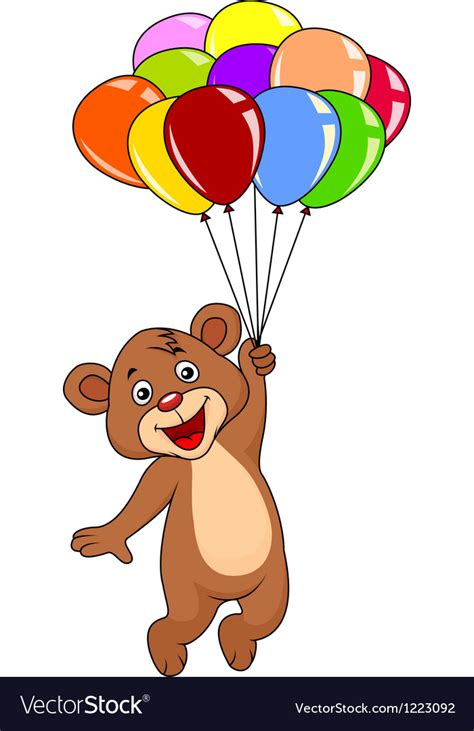 Cute teddy bear with balloons Royalty Free Vector Image