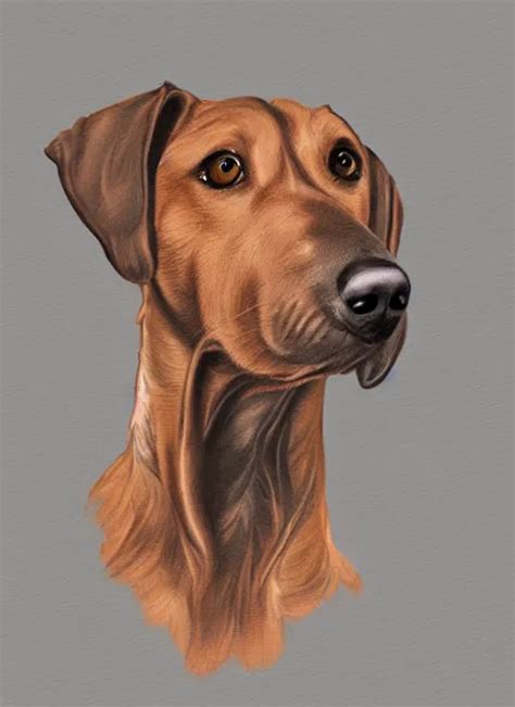 digital art, illustrator brown short haired dashhound | Stable ...