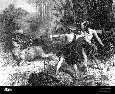 Prehistoric Man, Stone Age Hunters Stock Photo - Alamy