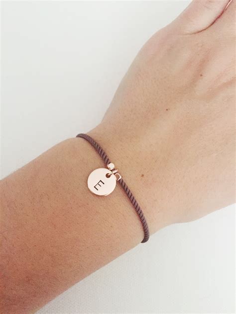 rose gold initial bracelet personalized adjustable cord bracelet etsy