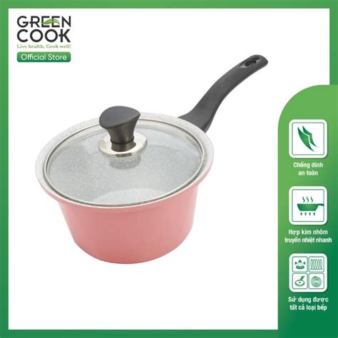 Nồi đúc ceramic vân đá đáy từ chống dính PFOA free 18cm Green Cook ...
