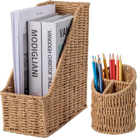 amazoncom dingtai woven magazine file holder  holder set rattan