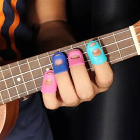 4Pcs/Set Guitar String Finger Guard Fingertip Protector Silicone Left ...
