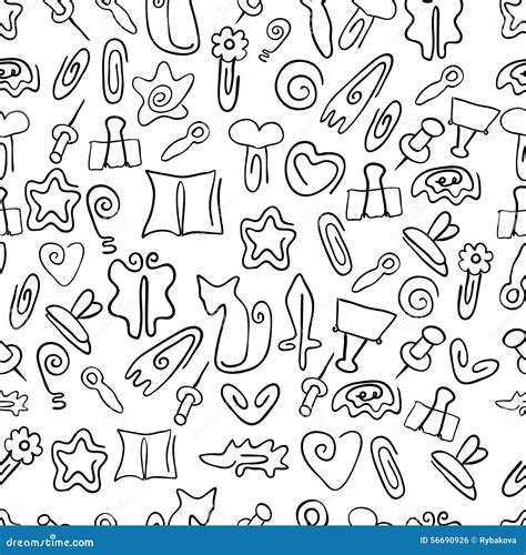 Doodle Seamless Pattern with Paper Clips of Various Shapes Stock Illustration - Illustration of ...