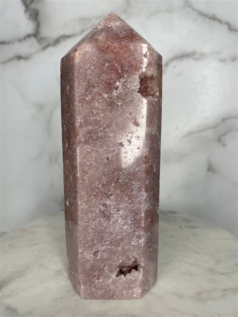 8" Rasberry Pink Amethyst Tower with Jasper – Chakra Gem Jewels