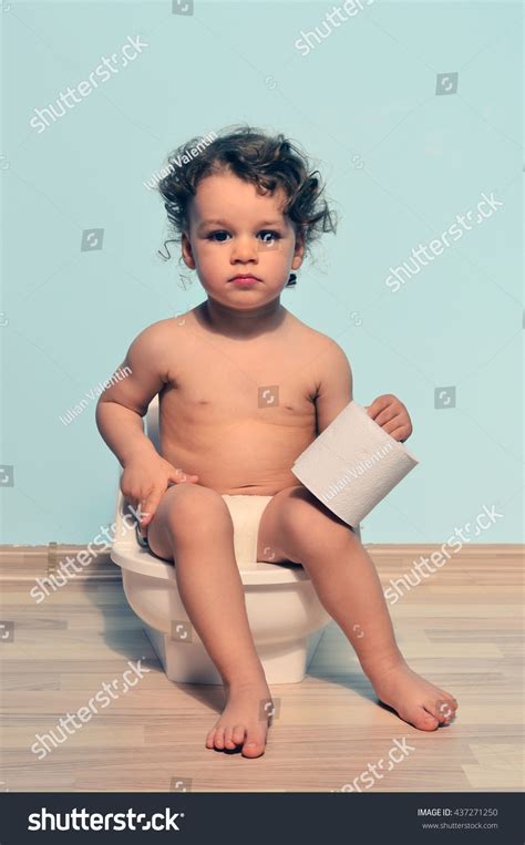Baby Toddler Sitting Near Potty Playing Stock Photo 437271250 ...