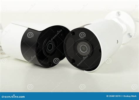 security camera setup stock photo image  building