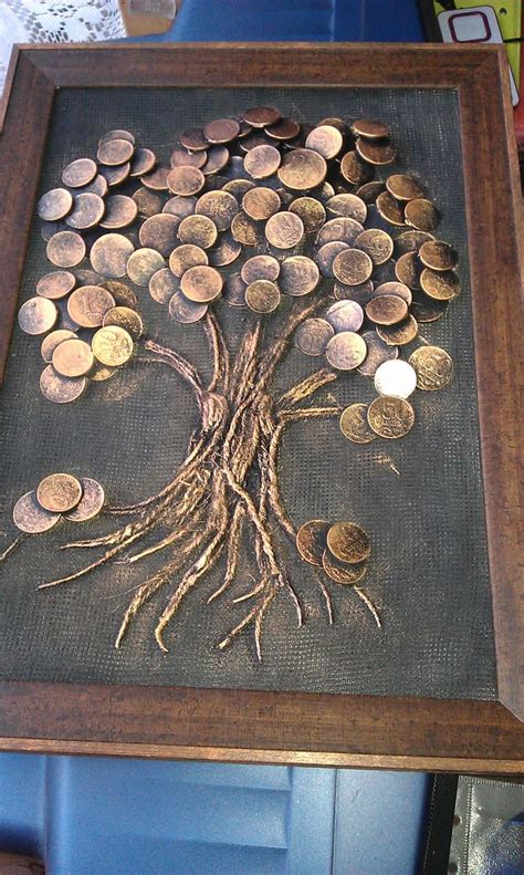 денежное дерево | Coin art, Tree art, Pebble art