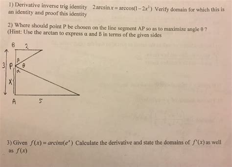 Solved Derivative inverse trig identity 2 arcsin x= arccos(l | Chegg.com