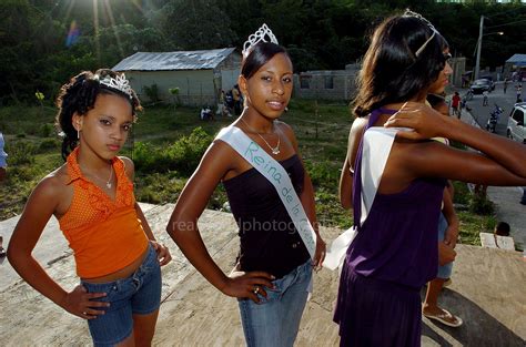 Young women wait their turn at a local beauty pageant in Sosua