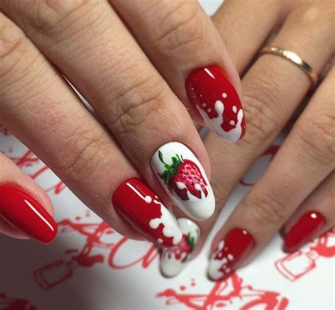 Картинки по запросу маникюр с клубничкой | Jolis ongles, Motifs ongles ...